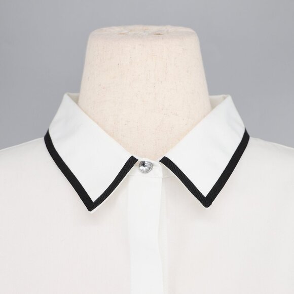 NWT CHICO'S No Iron Cotton Contrast Trim Tunic Shirt Optic White Size 3 (XL/16) - Picture 6 of 10